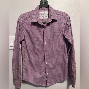 Frank & Eileen “Barry” Red and Blue gingham Checkered woman’s Shirt SMALL EUC